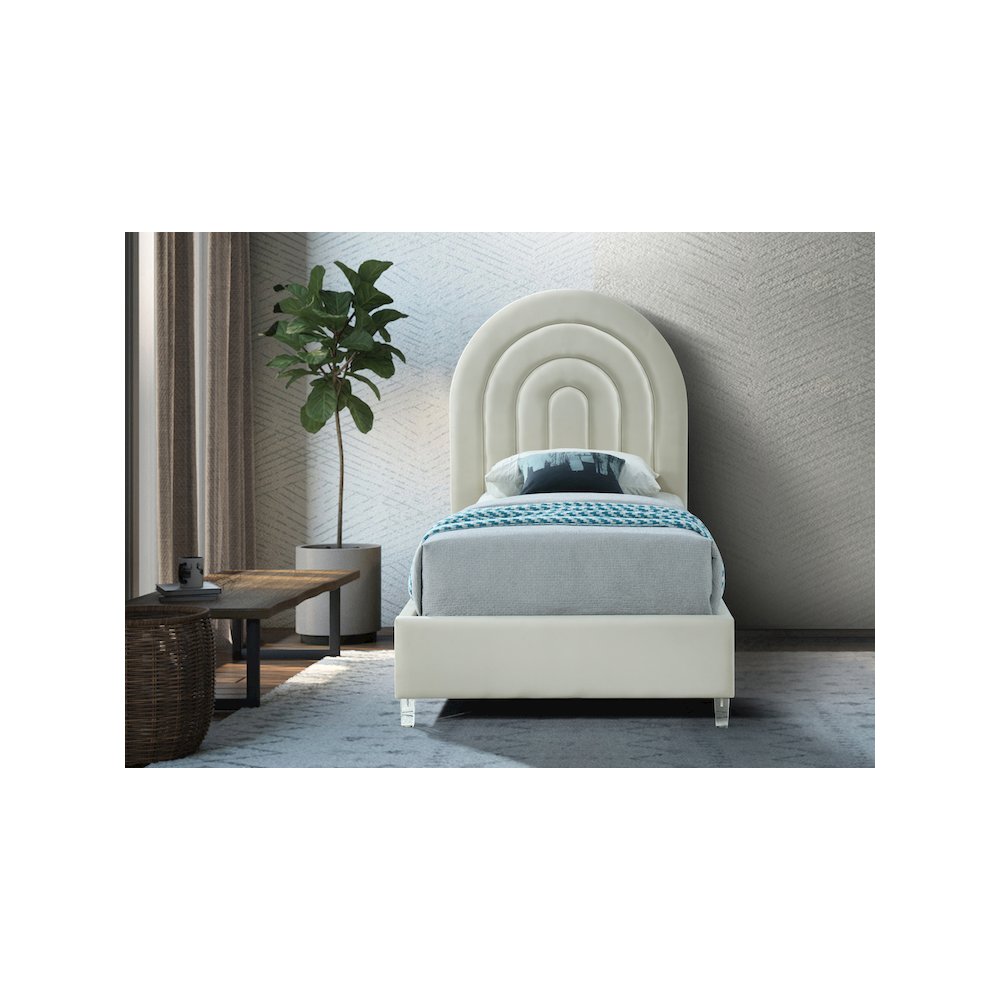 Rainbow Cream Velvet Twin Bed. Picture 3