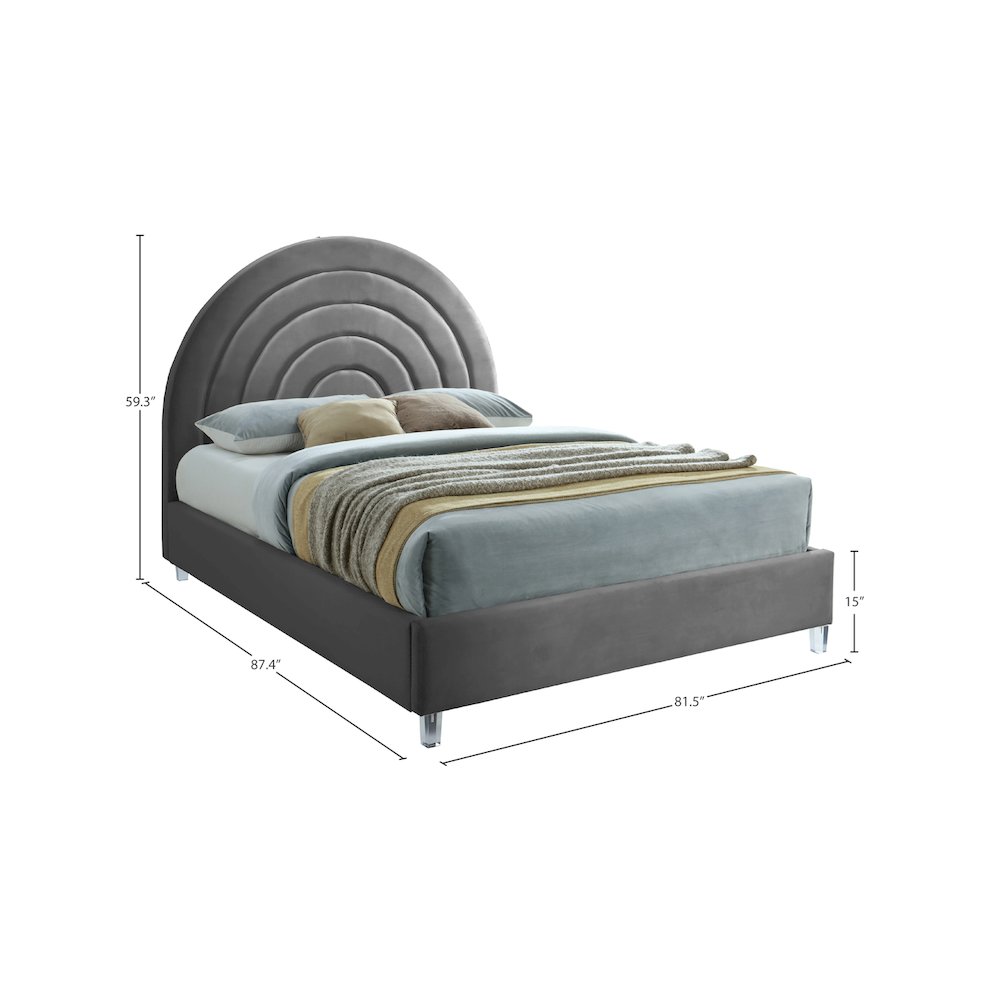 Rainbow Grey Velvet King Bed. Picture 8