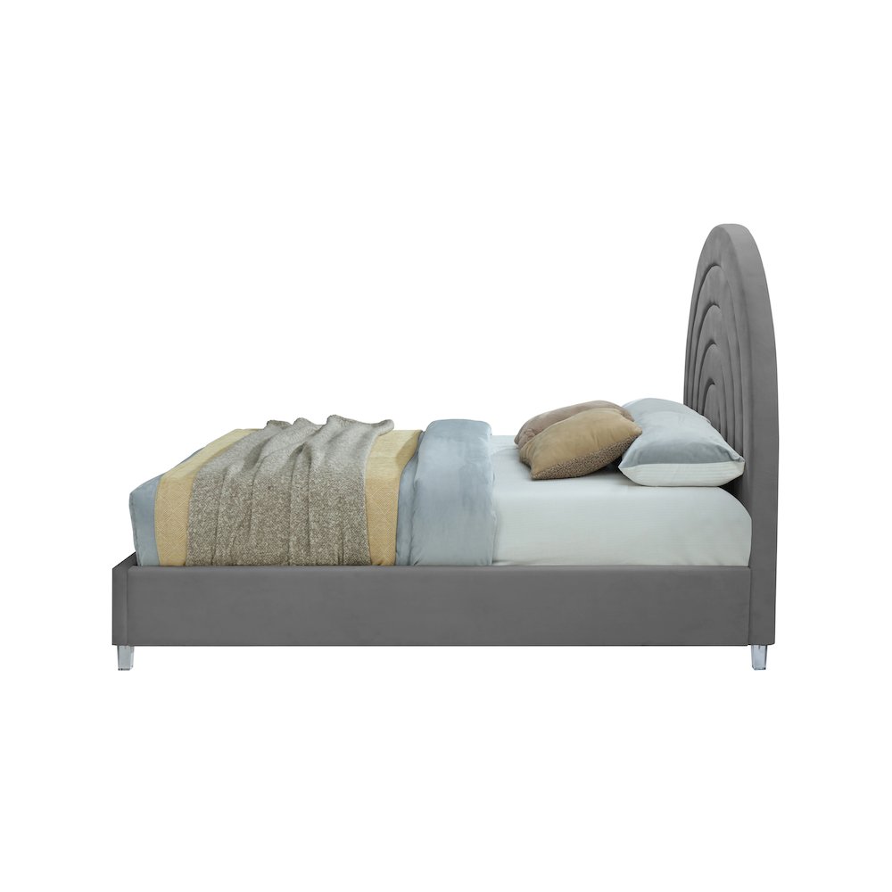 Rainbow Grey Velvet King Bed. Picture 4