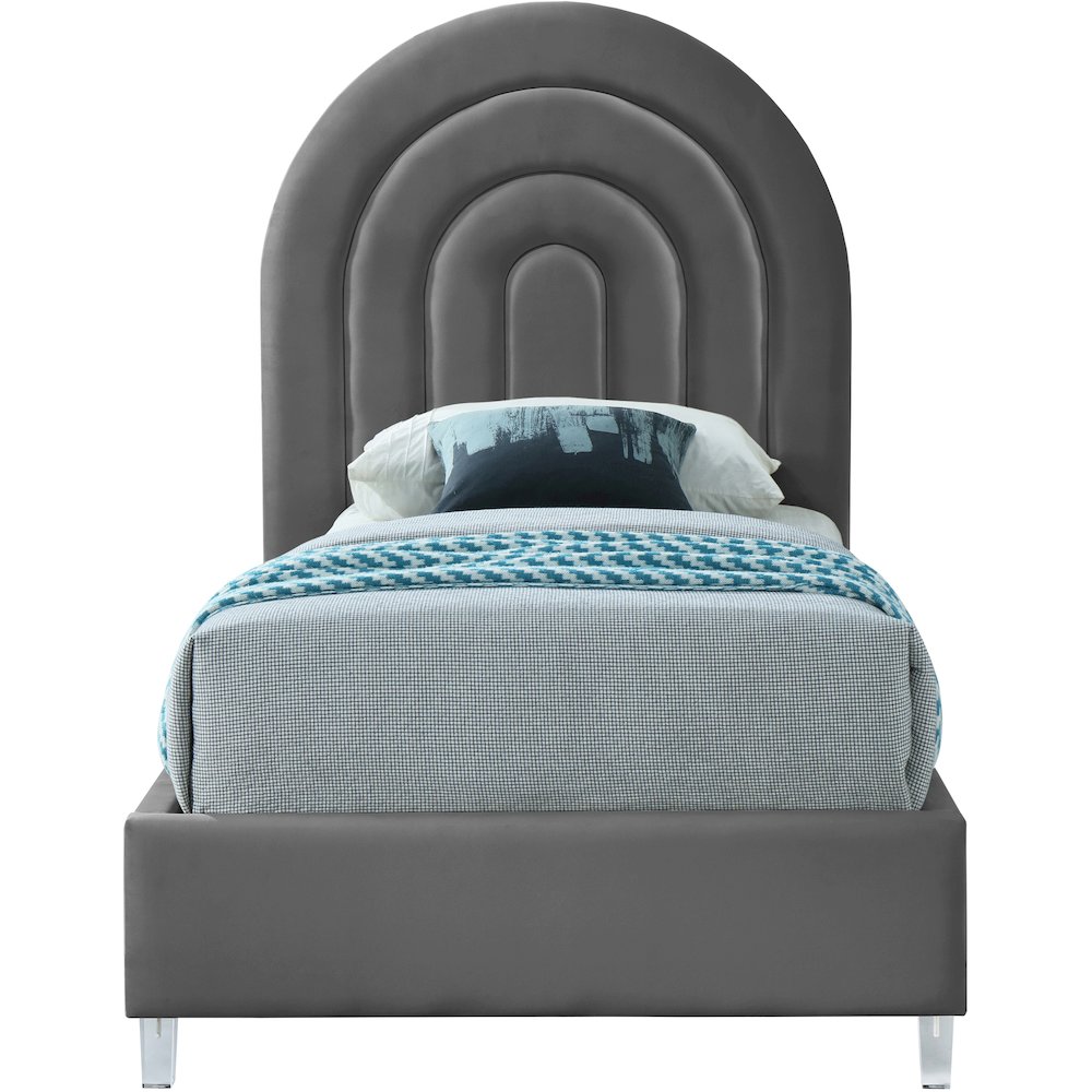 Rainbow Grey Velvet Twin Bed. Picture 2