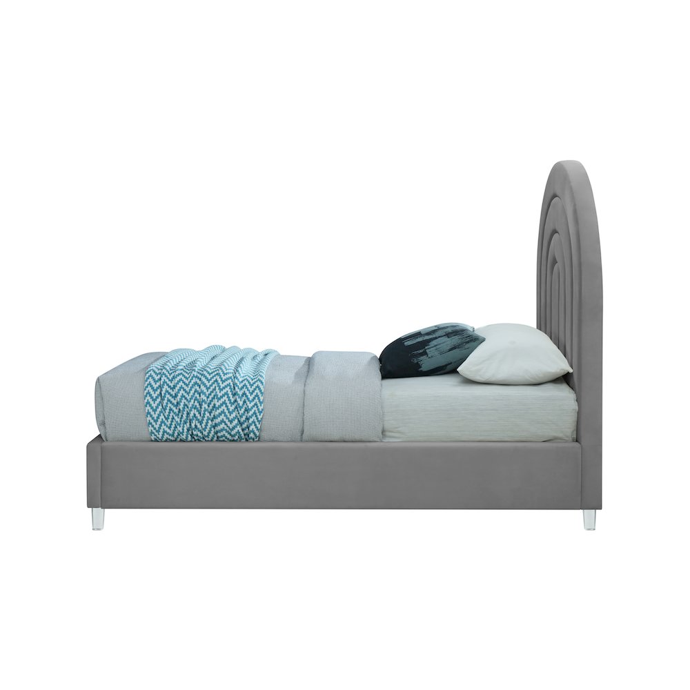 Rainbow Grey Velvet Twin Bed. Picture 4