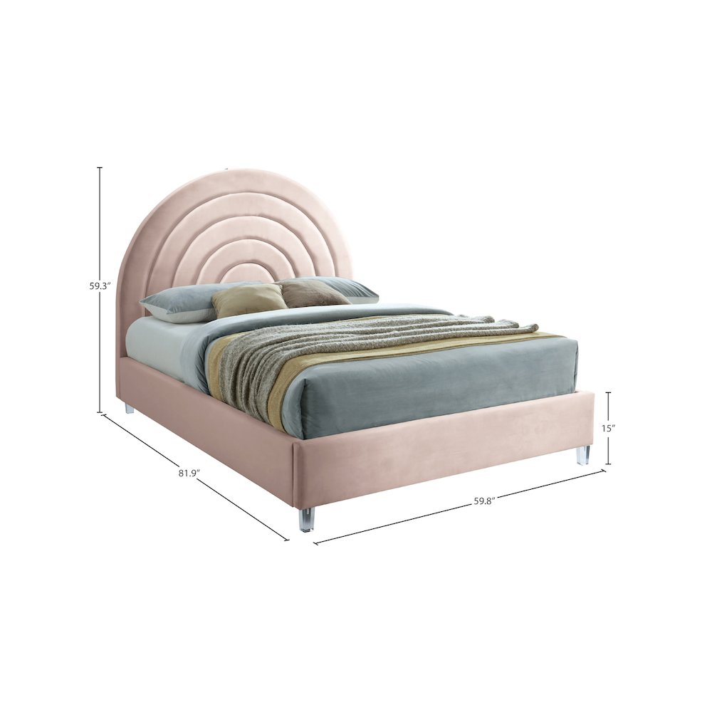 Rainbow Pink Velvet Full Bed. Picture 8