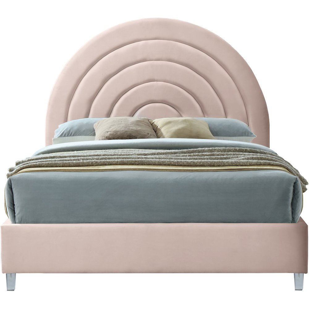 Rainbow Pink Velvet Full Bed. Picture 2