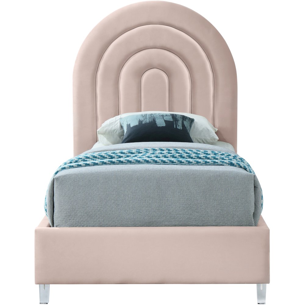 Rainbow Pink Velvet Twin Bed. Picture 2