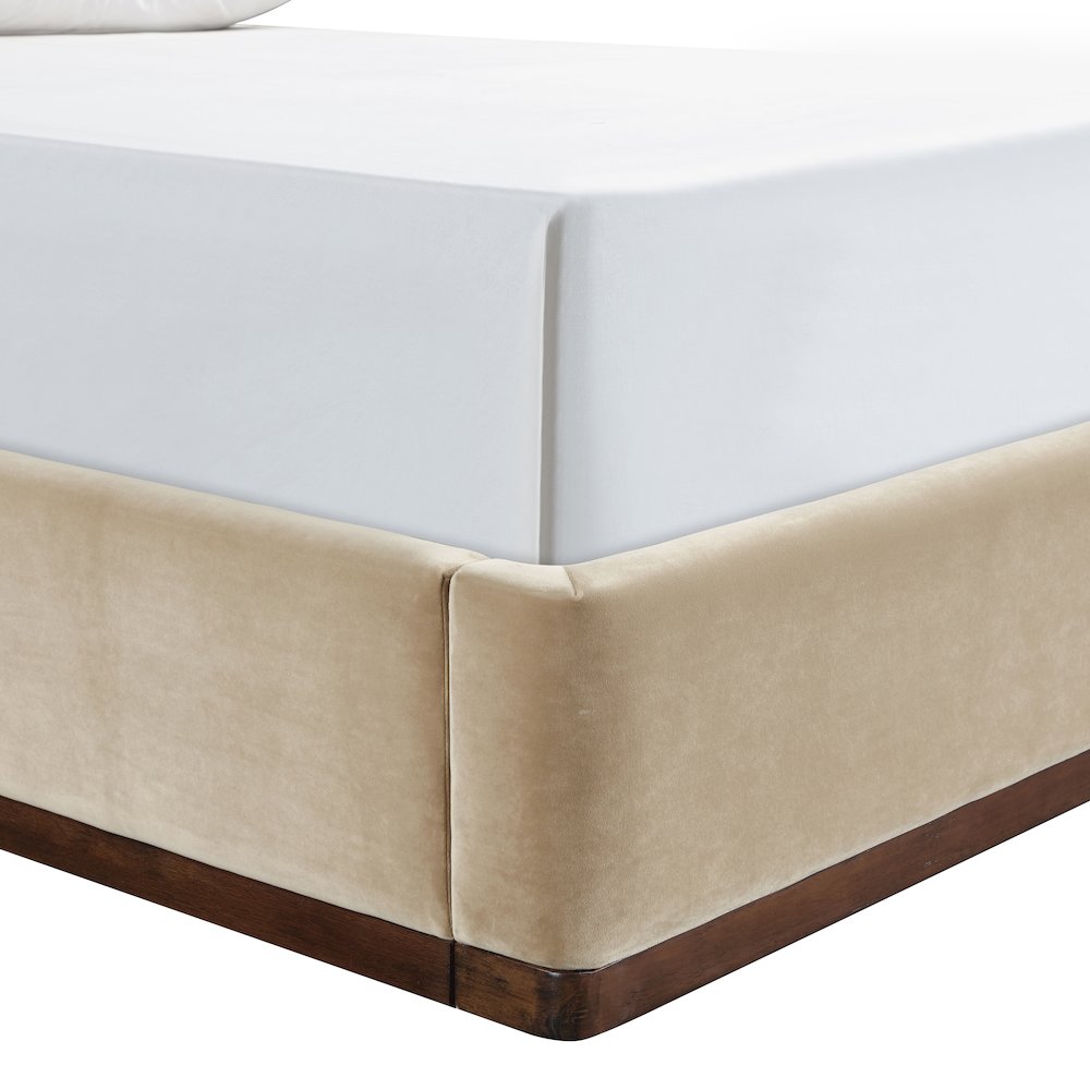 Rava Beige / Brown Velvet Upholstered King Bed. Picture 3