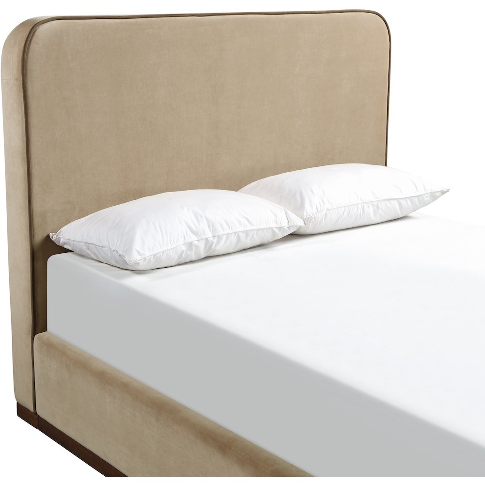 Rava Beige / Brown Velvet Upholstered King Bed. Picture 4
