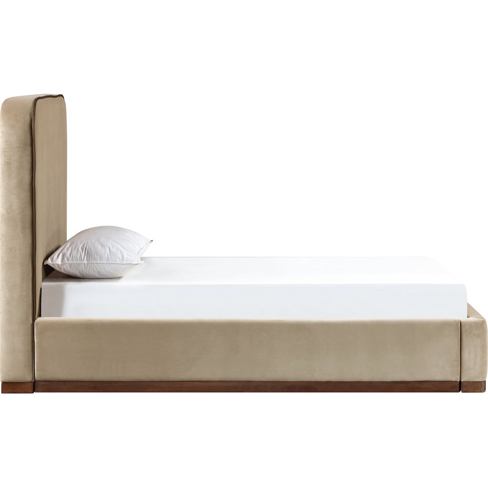 Rava Beige / Brown Velvet Upholstered Twin Bed. Picture 2