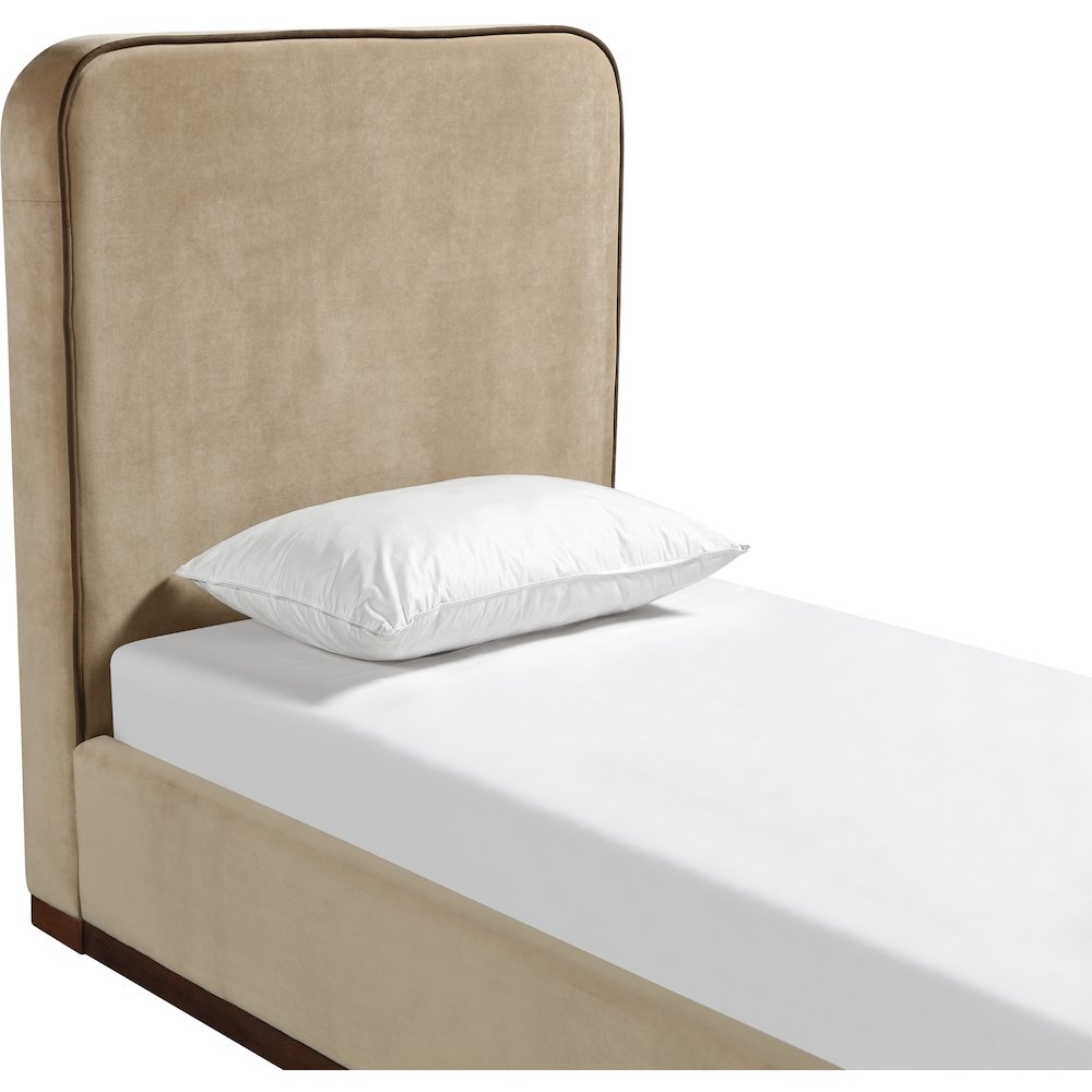 Rava Beige / Brown Velvet Upholstered Twin Bed. Picture 4