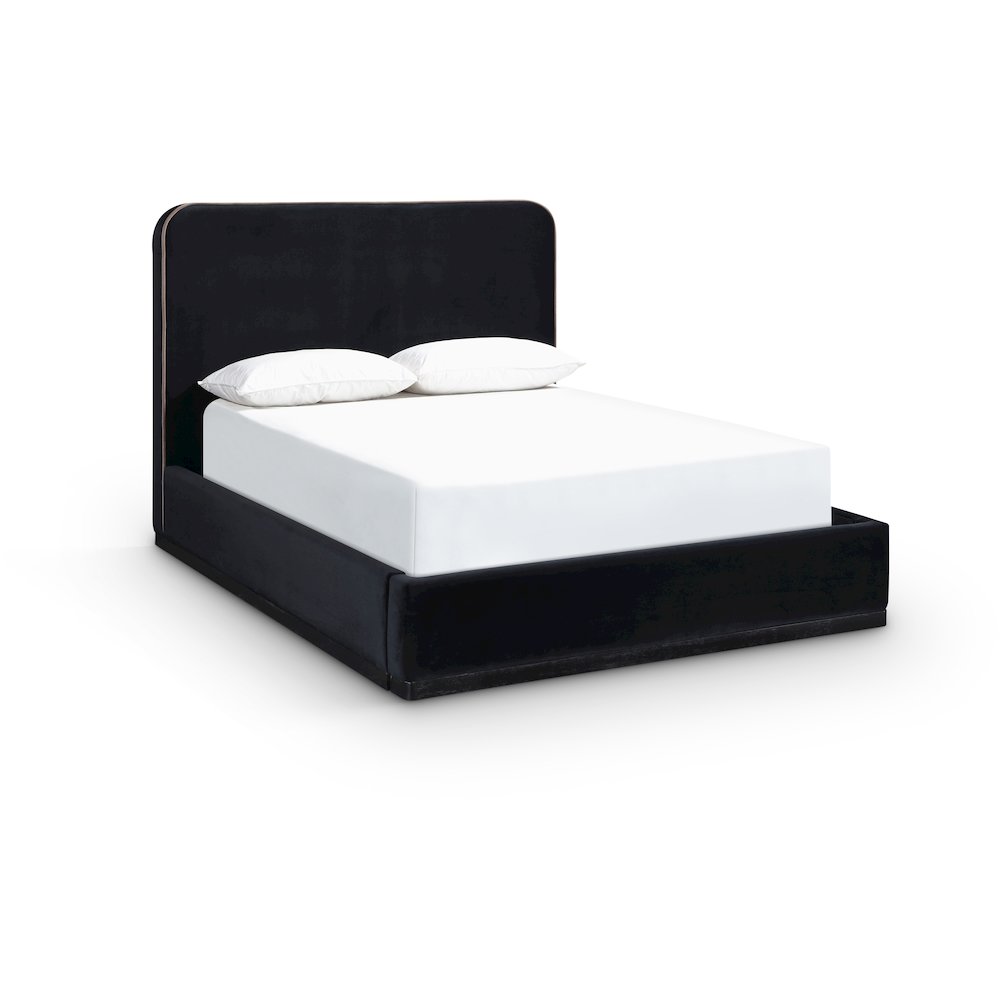 Rava Black / Taupe Velvet Upholstered Full Bed. Picture 1