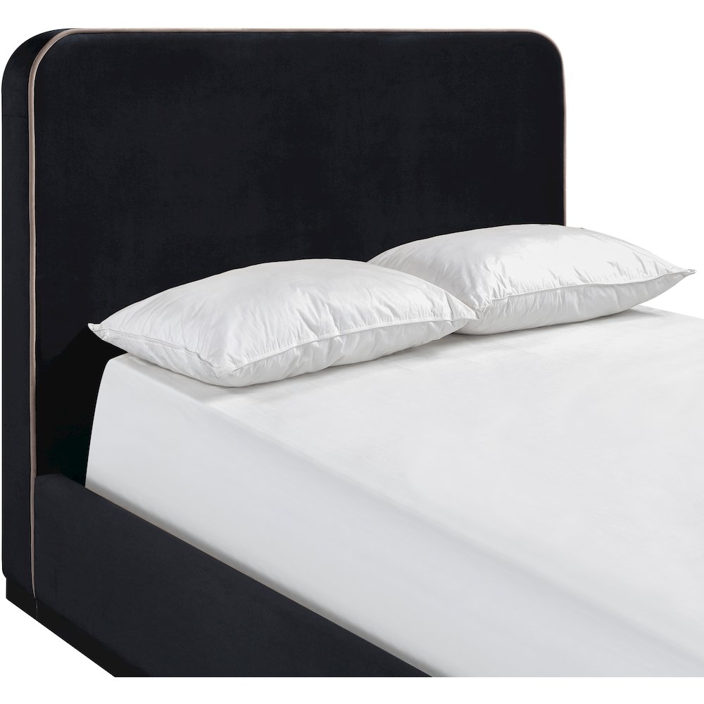 Rava Black / Taupe Velvet Upholstered Full Bed. Picture 4