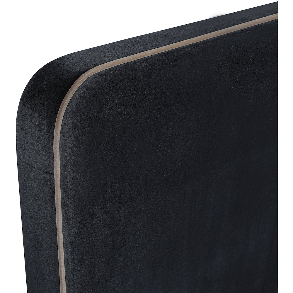 Rava Black / Taupe Velvet Upholstered Full Bed. Picture 5
