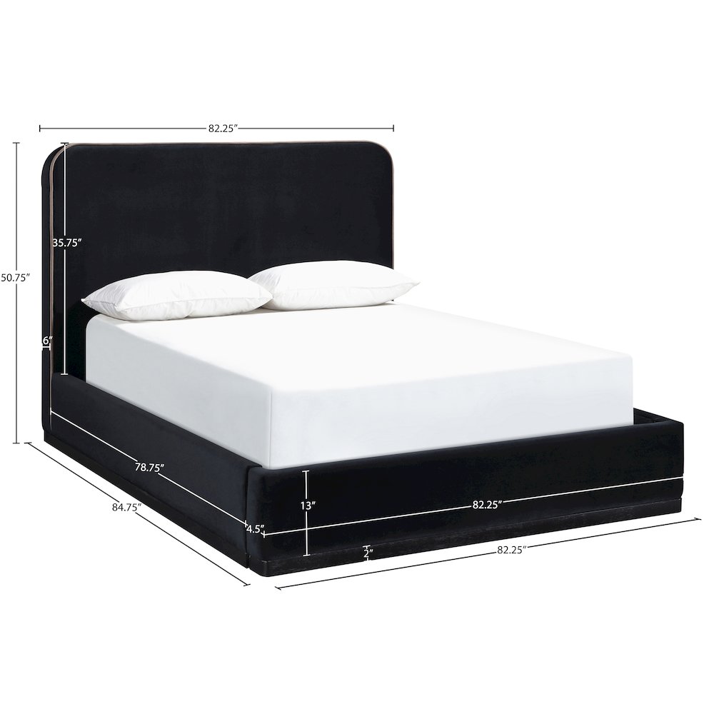 Rava Black / Taupe Velvet Upholstered King Bed. Picture 9