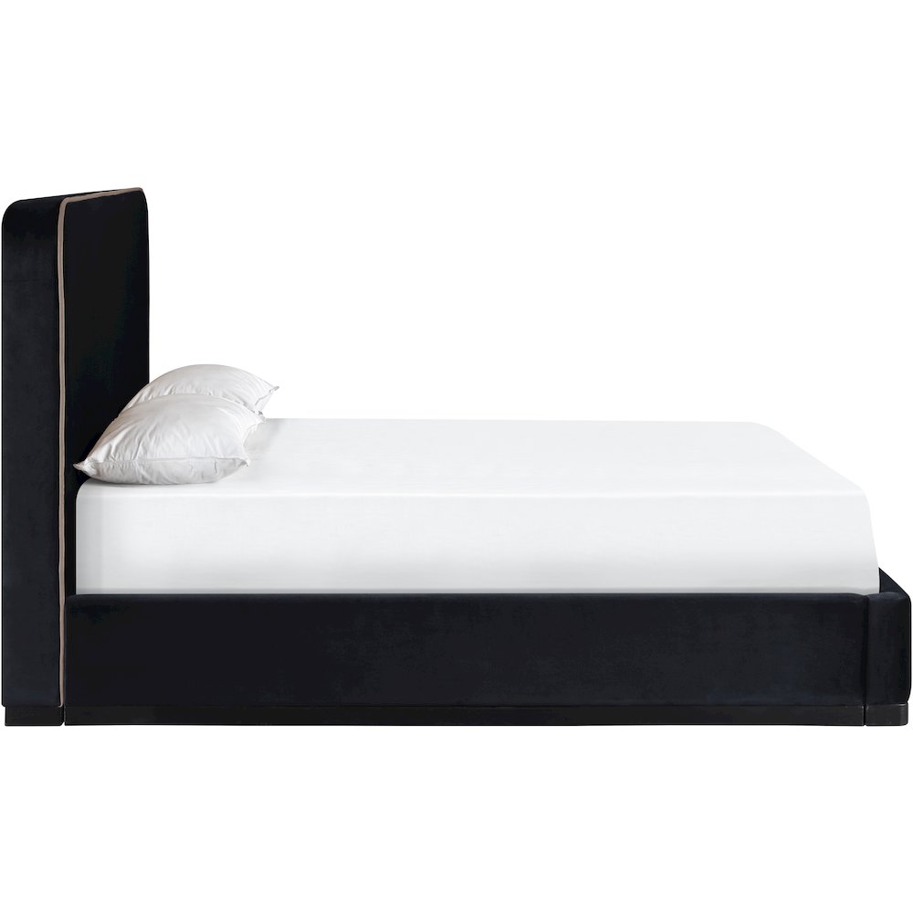 Rava Black / Taupe Velvet Upholstered King Bed. Picture 2