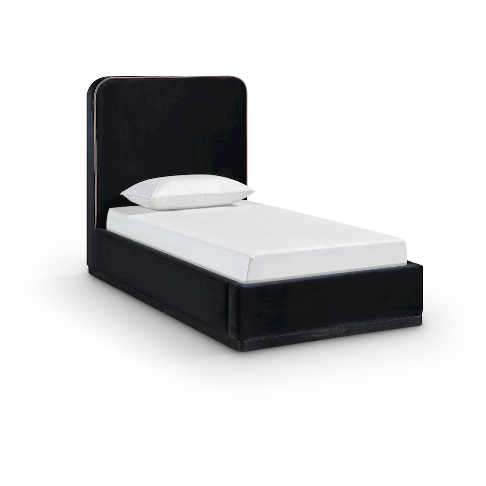 Rava Black / Taupe Velvet Upholstered Twin Bed. Picture 1