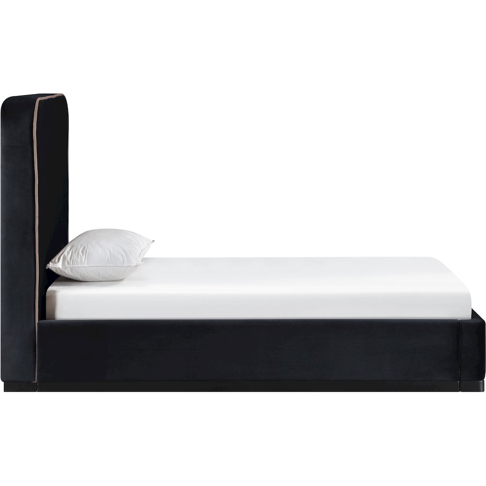 Rava Black / Taupe Velvet Upholstered Twin Bed. Picture 2