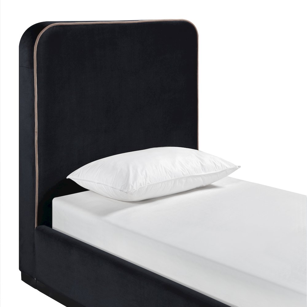 Rava Black / Taupe Velvet Upholstered Twin Bed. Picture 4