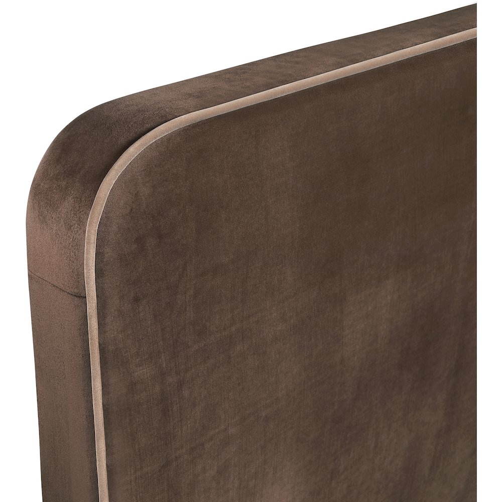 Rava Brown / Beige Velvet Upholstered Full Bed. Picture 5