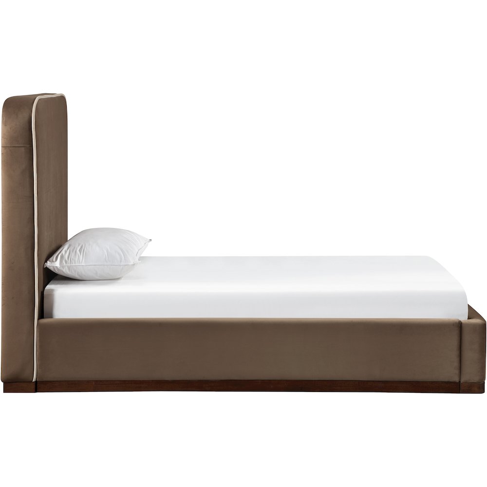 Rava Brown / Beige Velvet Upholstered Twin Bed. Picture 2