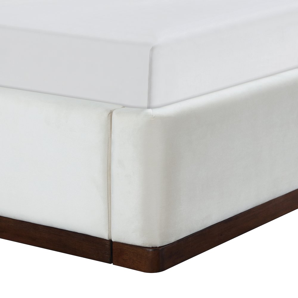 Rava Cream / Beige Velvet Upholstered Twin Bed. Picture 3