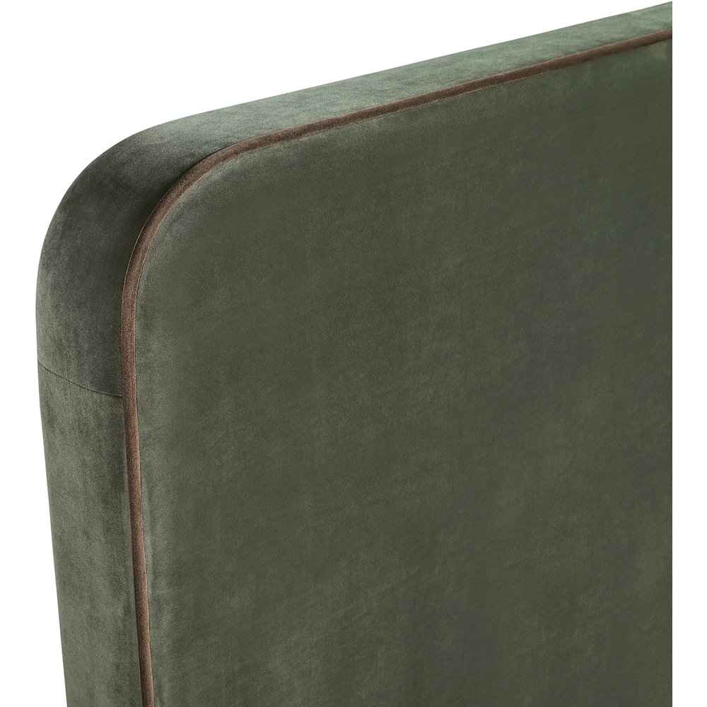 Rava Green / Brown Velvet Upholstered Full Bed. Picture 5