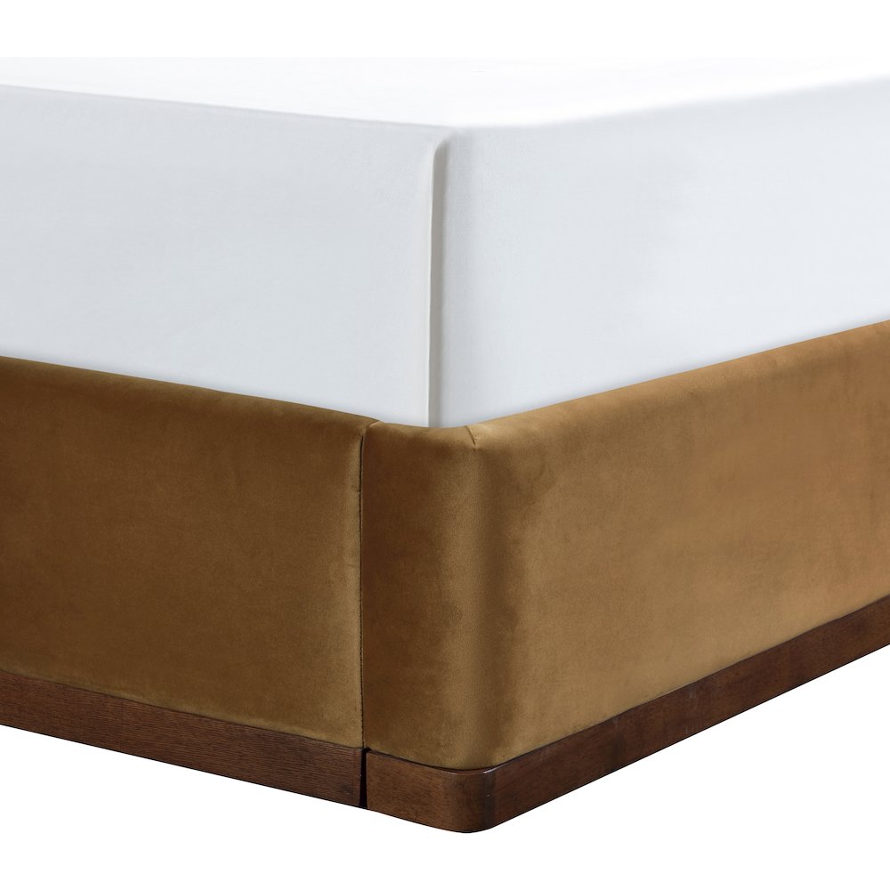Rava Saddle / Brown Velvet Upholstered Twin Bed. Picture 3