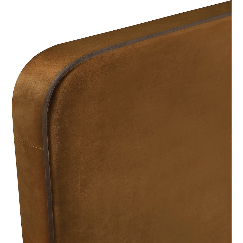 Rava Saddle / Brown Velvet Upholstered Twin Bed. Picture 5