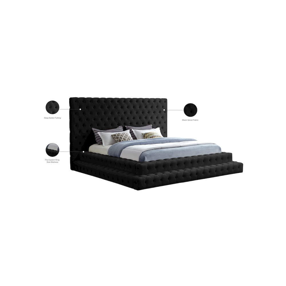 Revel Black Velvet King Bed. Picture 8