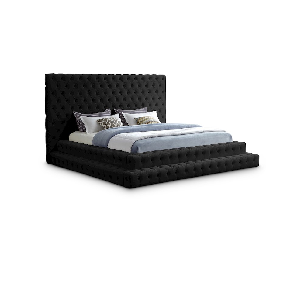 Revel Black Velvet King Bed. Picture 1