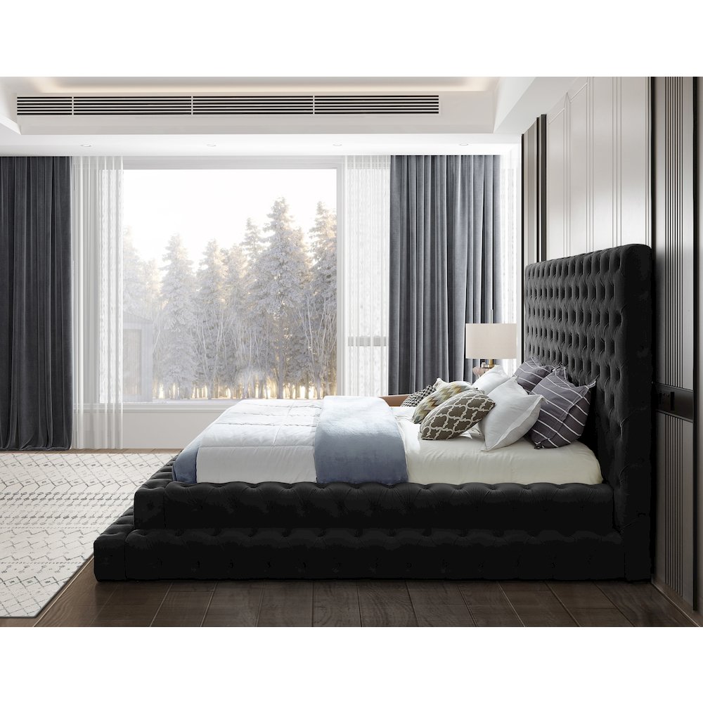 Revel Black Velvet King Bed. Picture 4