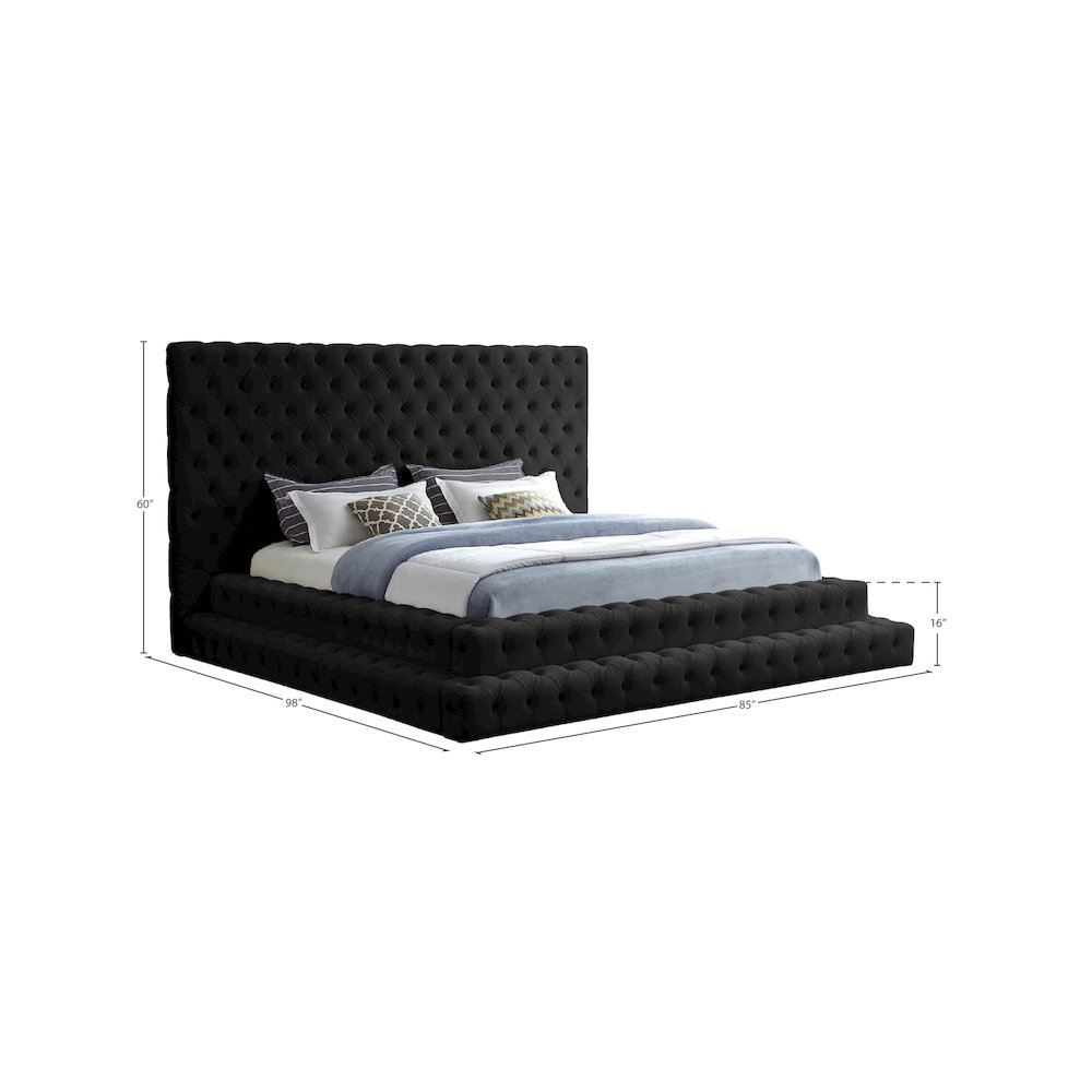 Revel Black Velvet Queen Bed. Picture 7