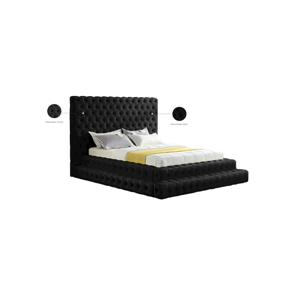 Revel Black Velvet Queen Bed. Picture 8