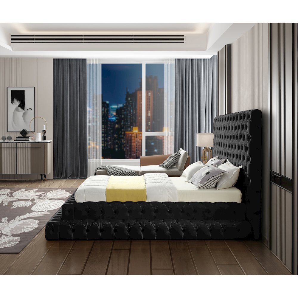 Revel Black Velvet Queen Bed. Picture 4