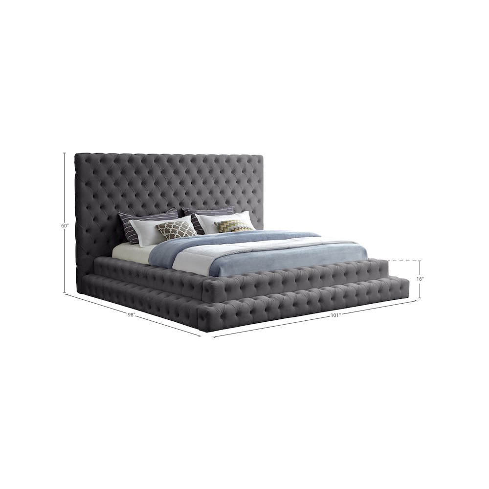 Revel Grey Velvet King Bed. Picture 7