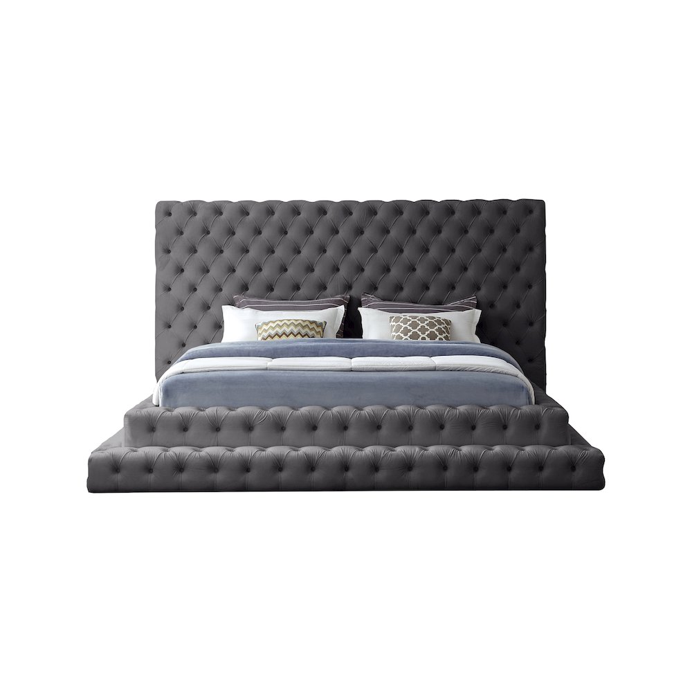 Revel Grey Velvet King Bed. Picture 2