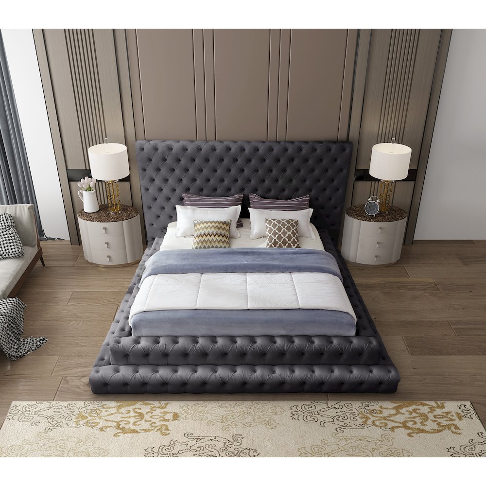 Revel Grey Velvet King Bed. Picture 6