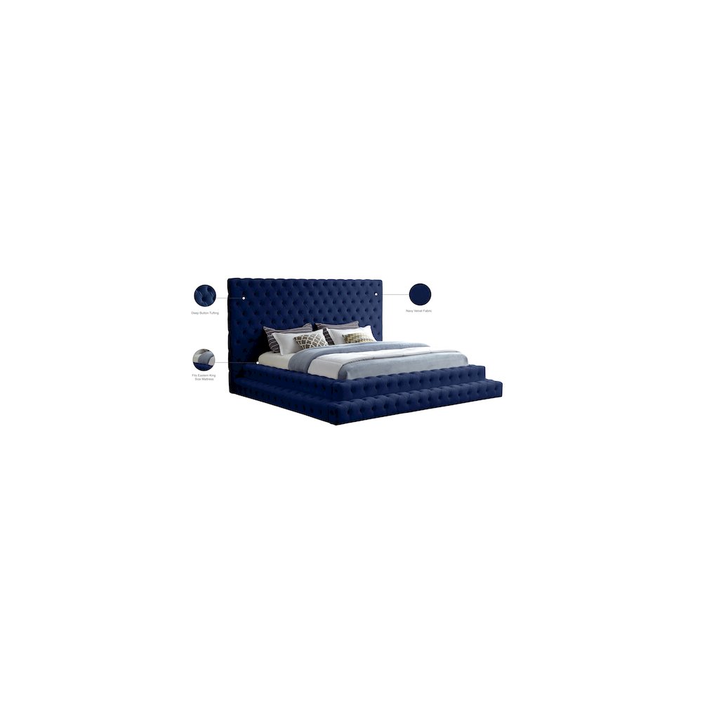 Revel Navy Velvet King Bed. Picture 8