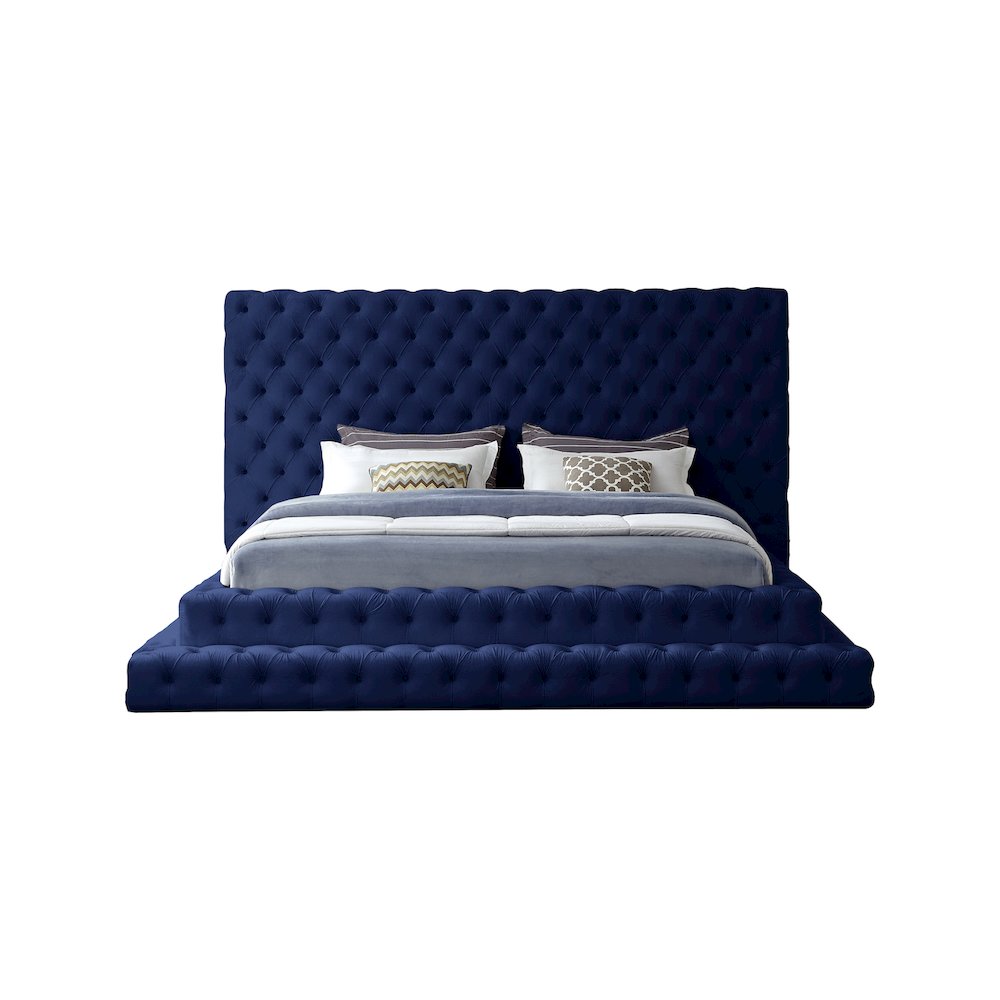 Revel Navy Velvet King Bed. Picture 2