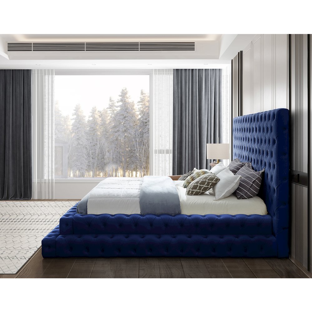 Revel Navy Velvet King Bed. Picture 4