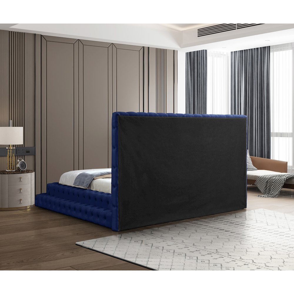 Revel Navy Velvet King Bed. Picture 5