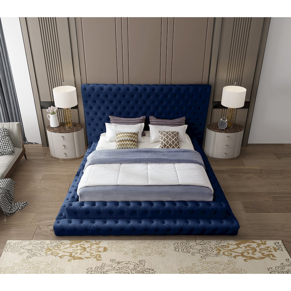 Revel Navy Velvet King Bed. Picture 6