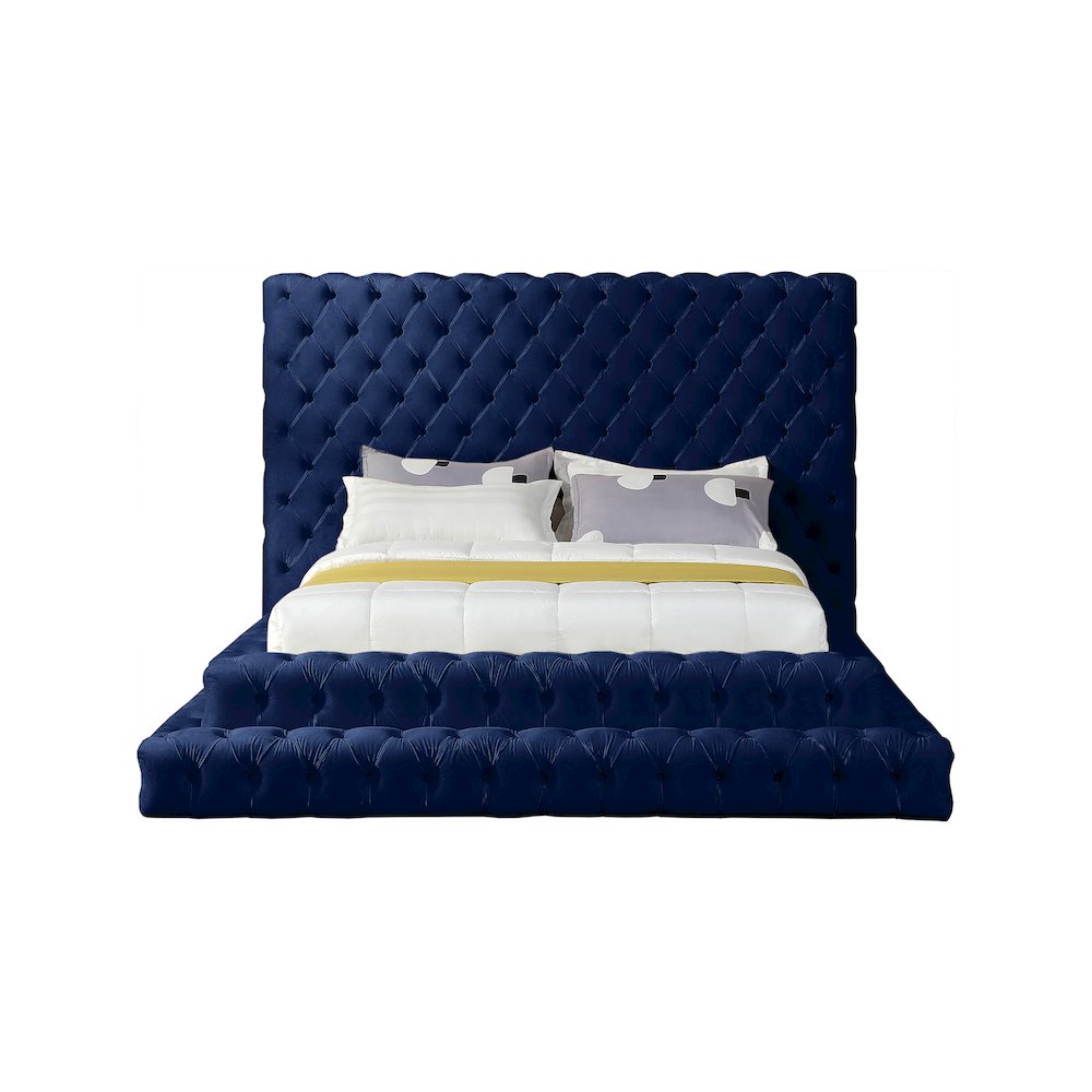 Revel Navy Velvet Queen Bed. Picture 2