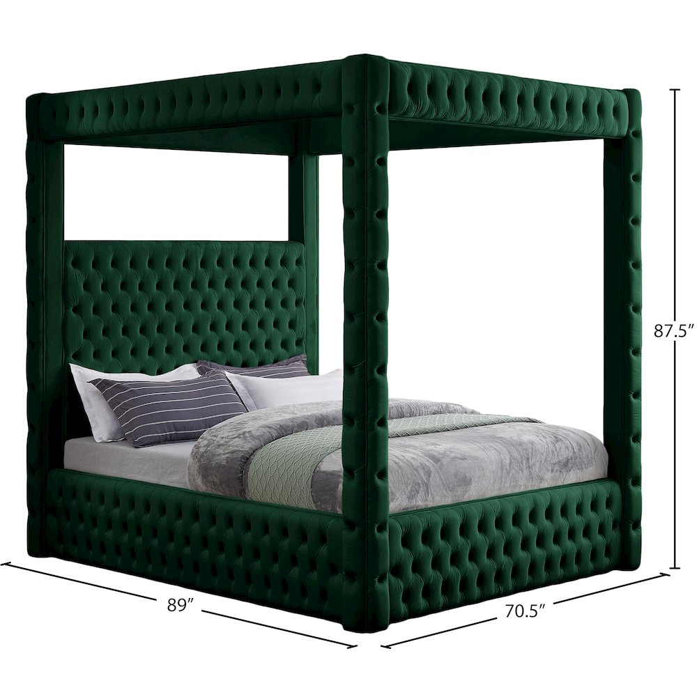 Royal Green Velvet Queen Bed. Picture 6