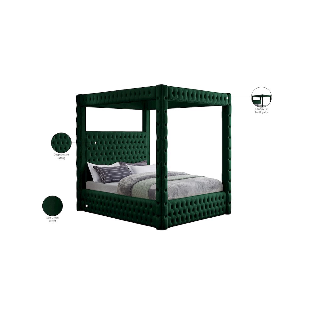 Royal Green Velvet Queen Bed. Picture 7