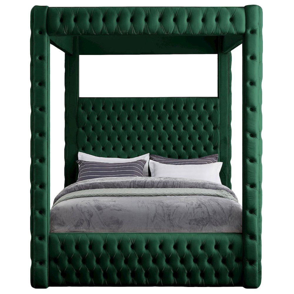 Royal Green Velvet Queen Bed. Picture 2