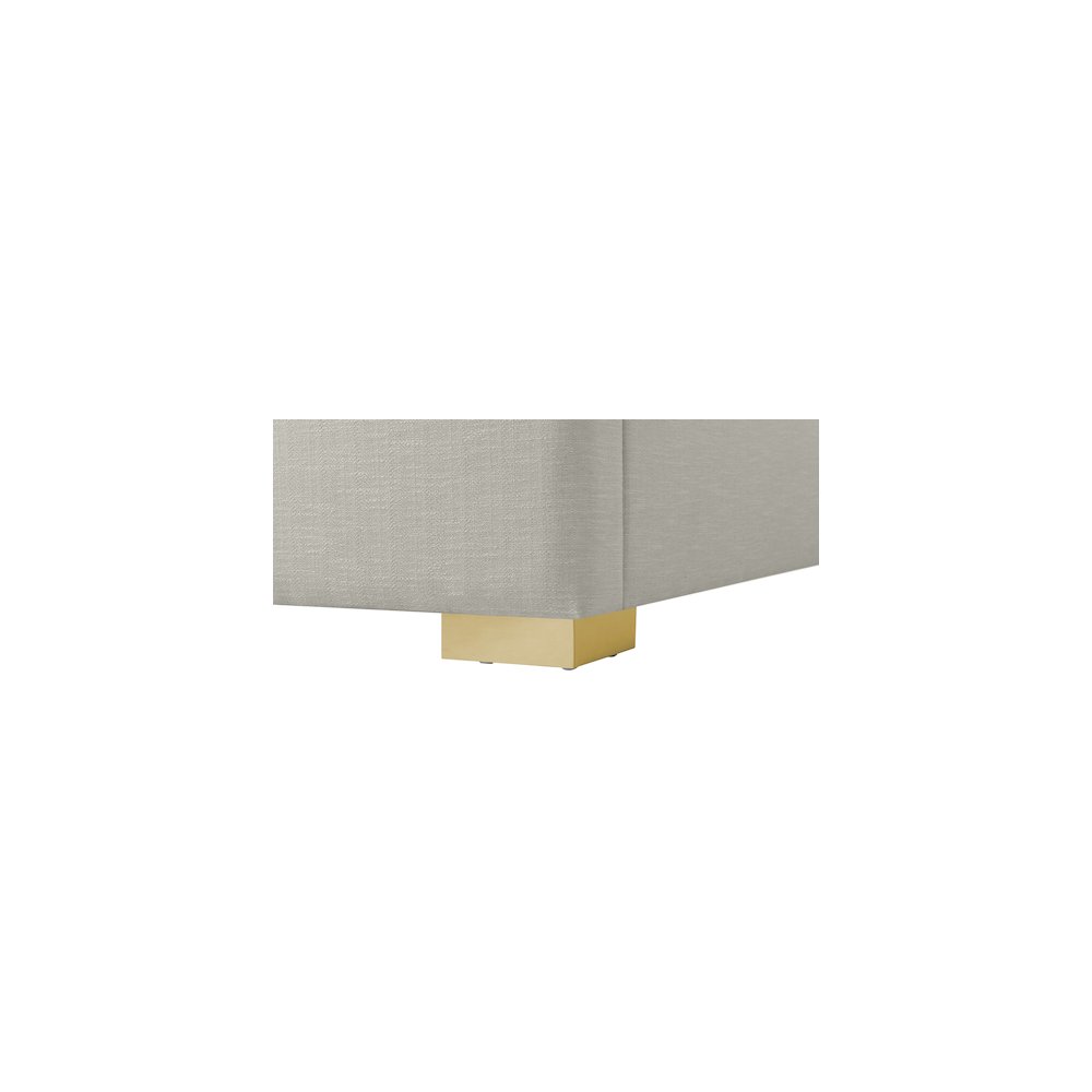 Royce Beige Linen Textured Fabric Queen Bed. Picture 12