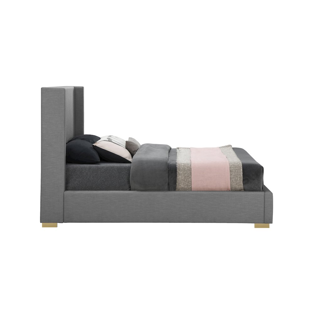 Royce Grey Linen Textured Fabric Full Bed. Picture 8