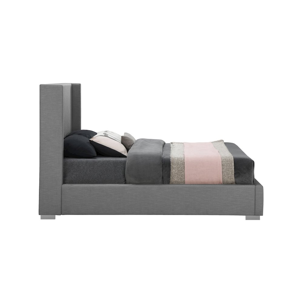 Royce Grey Linen Textured Fabric King Bed. Picture 9