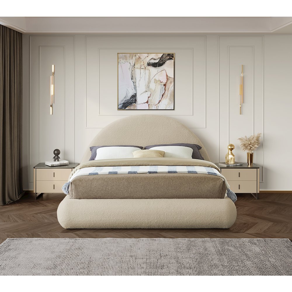 Rudy Beige Teddy Fabric Full Bed. Picture 3