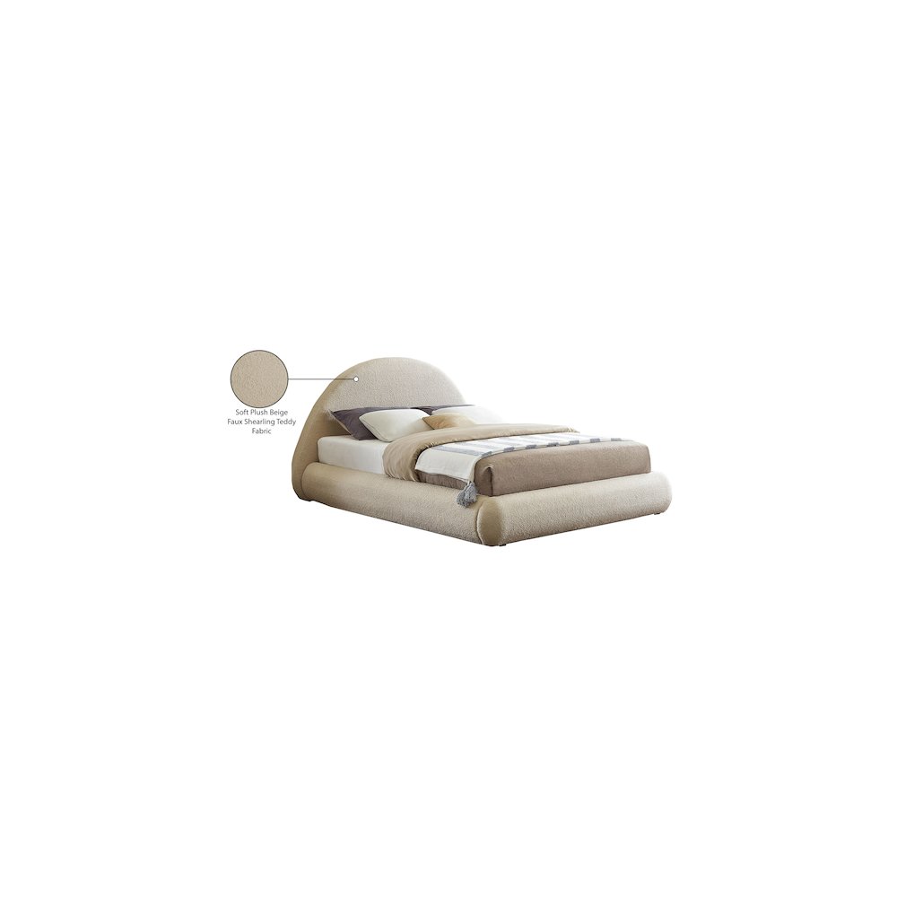 Rudy Beige Teddy Fabric King Bed. Picture 11