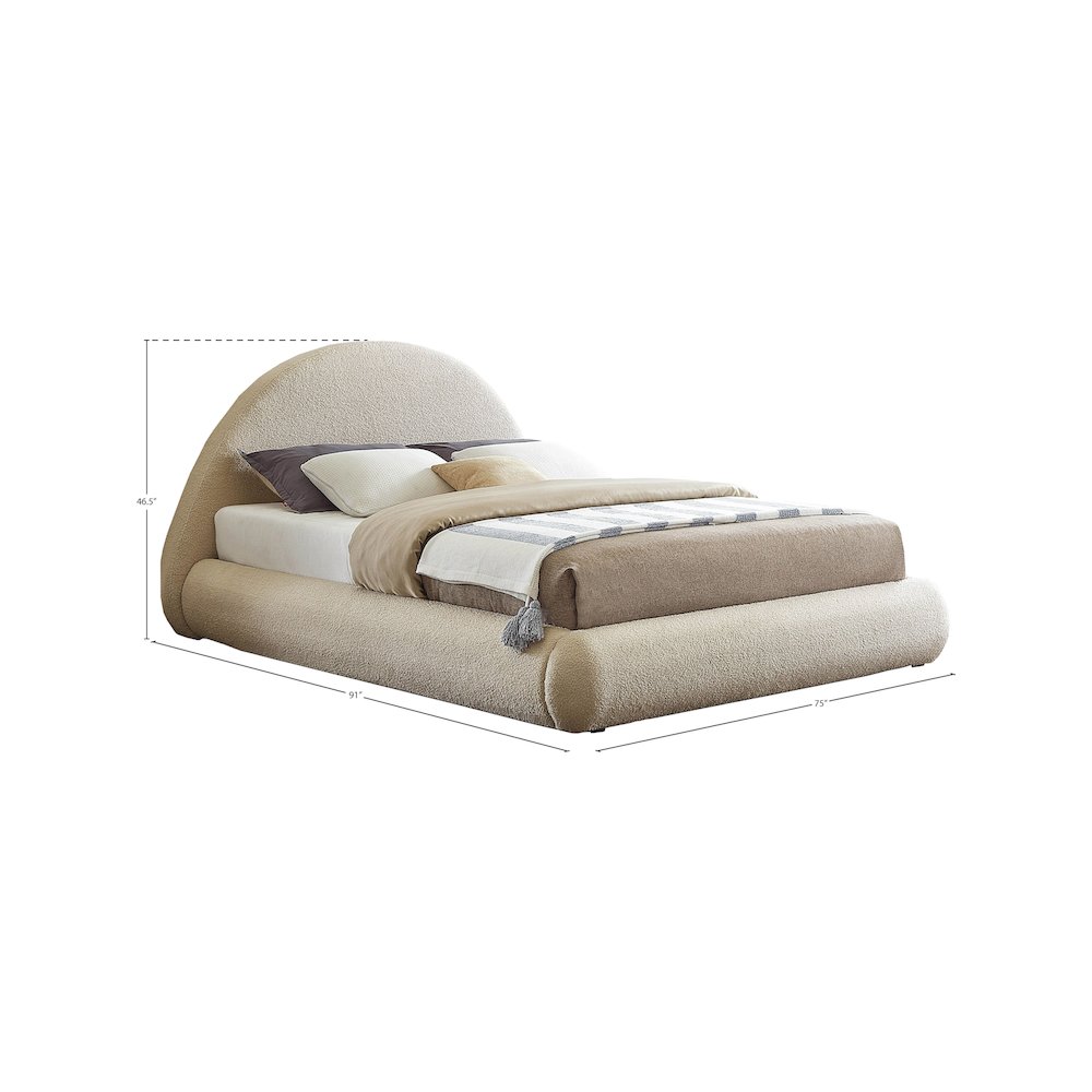 Rudy Beige Teddy Fabric Queen Bed. Picture 10
